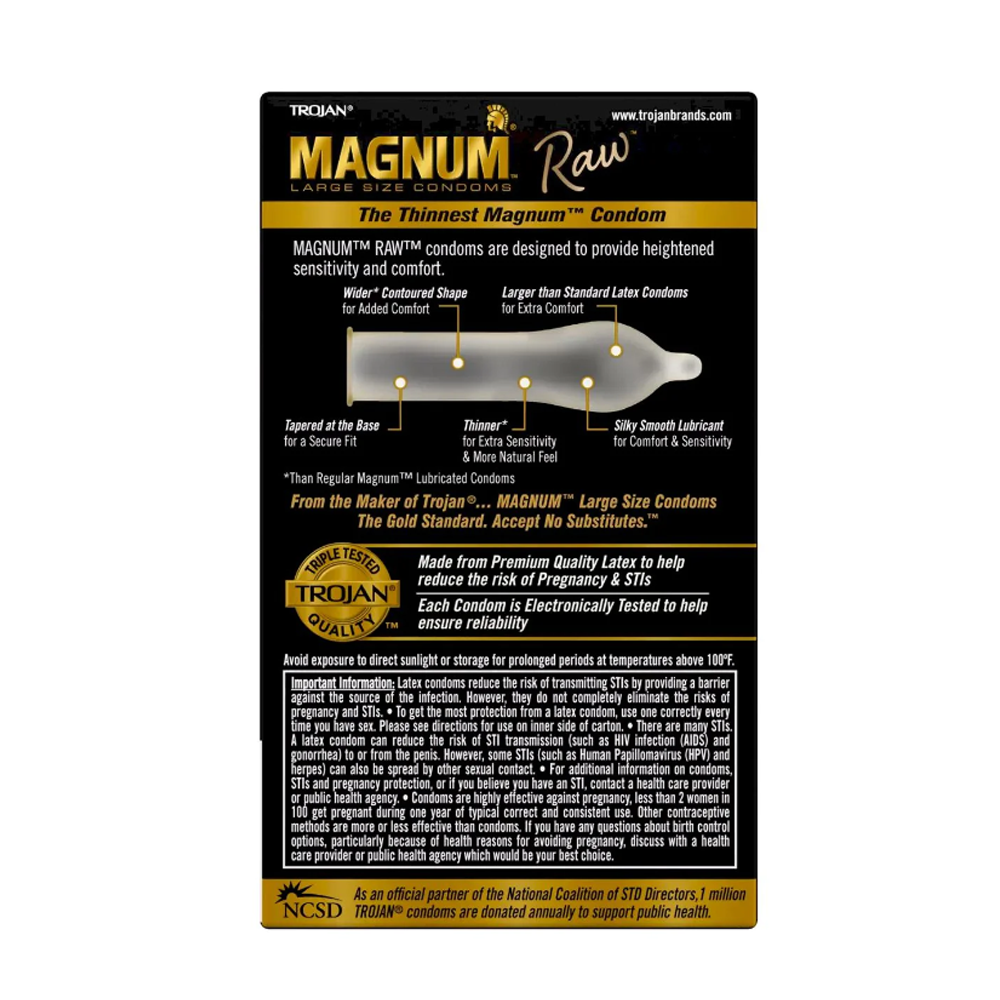 Trojan Magnum Raw Condoms - 10pk