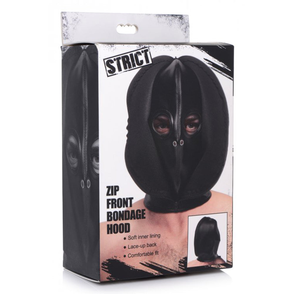 Strict Zip Front Bondage Black Hood *