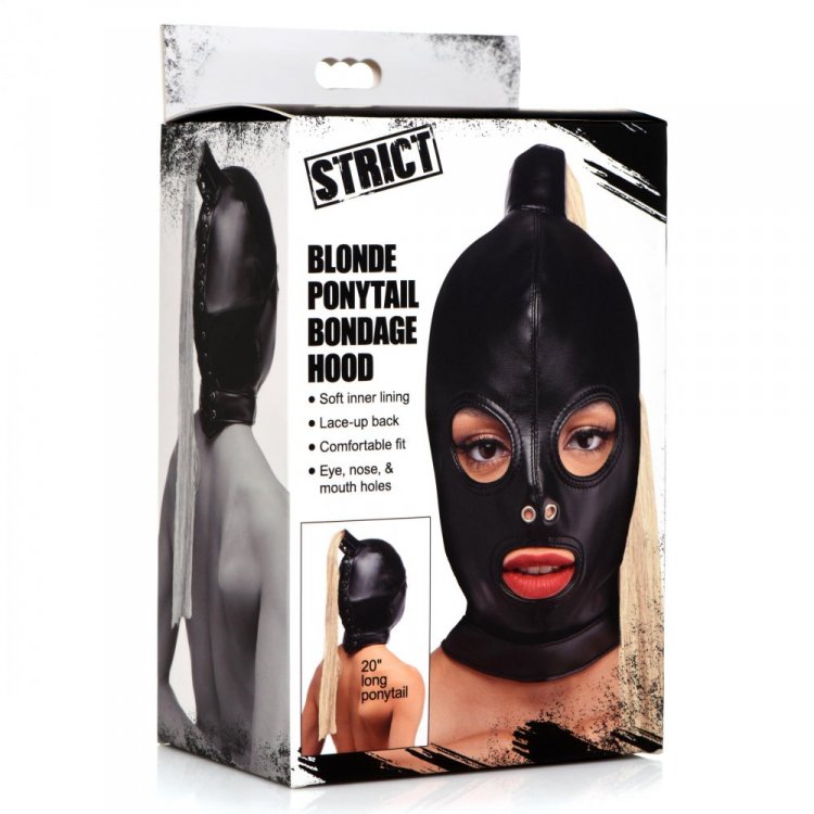 Ponytail Bondage Hood w 20" Blonde