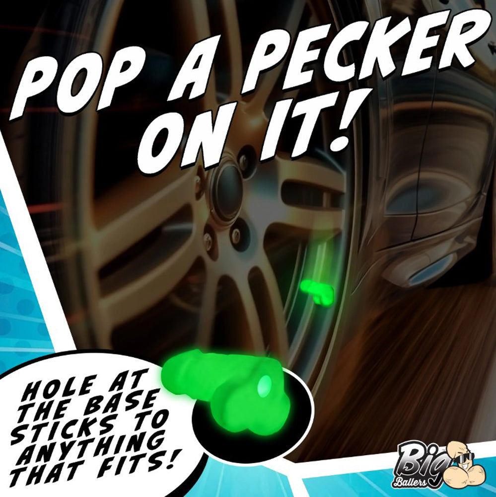 Glow-in-the-Dark Snap-On Peckers - 4 pk