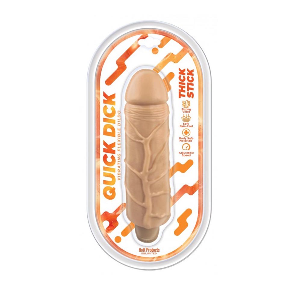 Quick Dick - Thick Stick  -Vibrating Flex Dildo - 5"