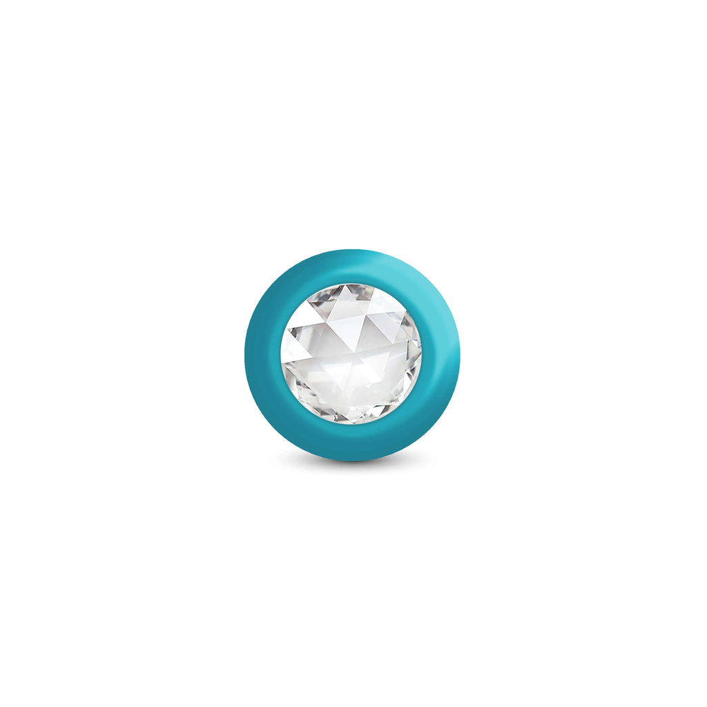 TEAL Ombre - MEDIUM Cheeky Charms Eluxe Vibrating  Plug With Remote - Clear Gem