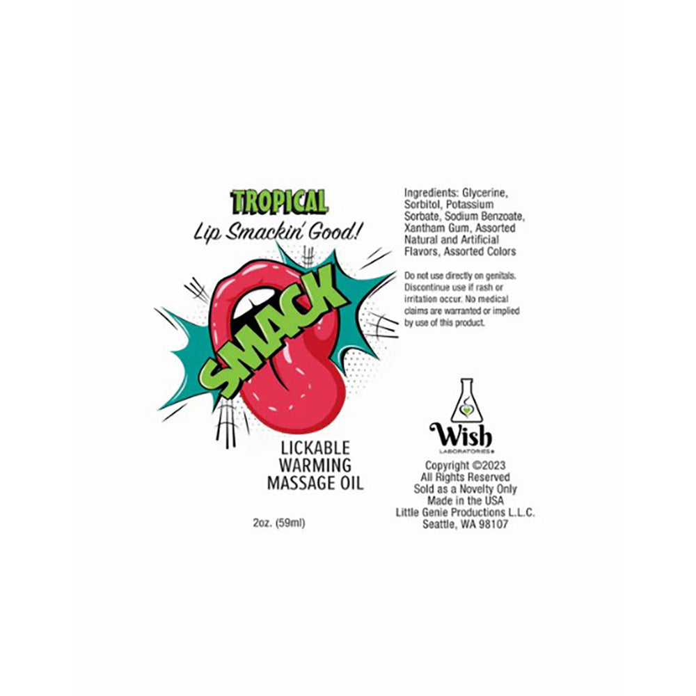 SMACK Warming & Lickable Massage Oil, Tropical 3ML Pouch Display of 36 🏝️