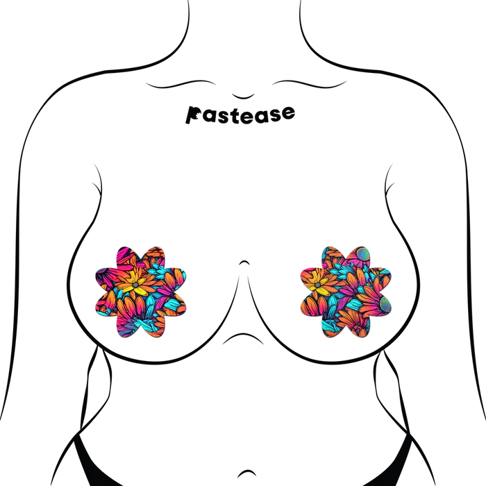 Neon Flowers Petal Breast Pasties