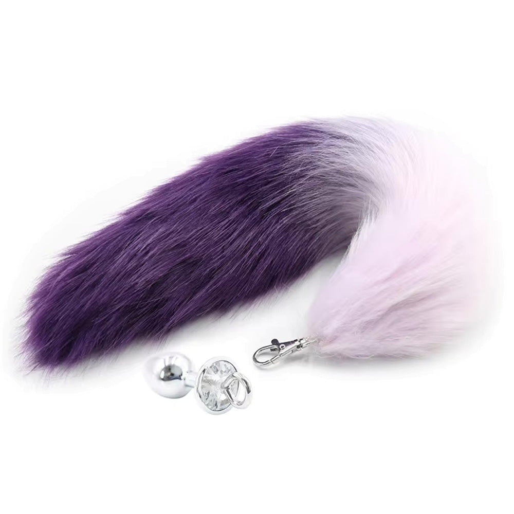 Faux Fox Tail w Detachable Plug - Small - Purple