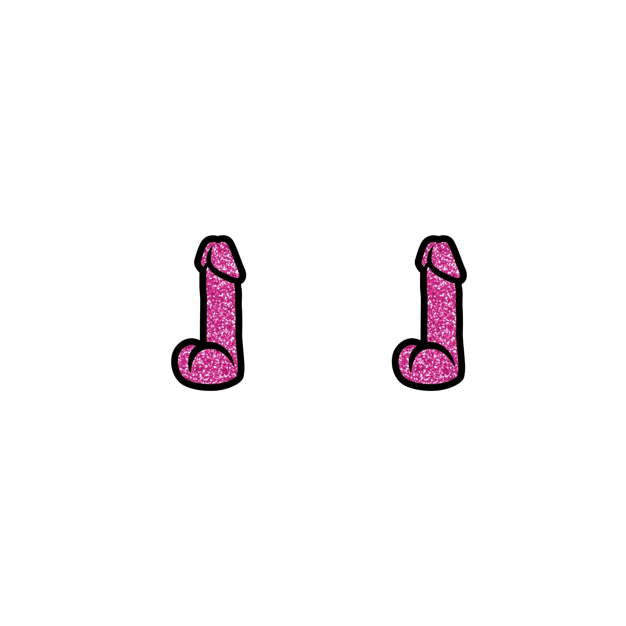 Pink Glitter Dildo Earrings *
