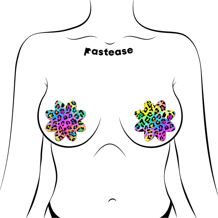 Rainbow Cheetah Leopard Print Petal Breast Pasties