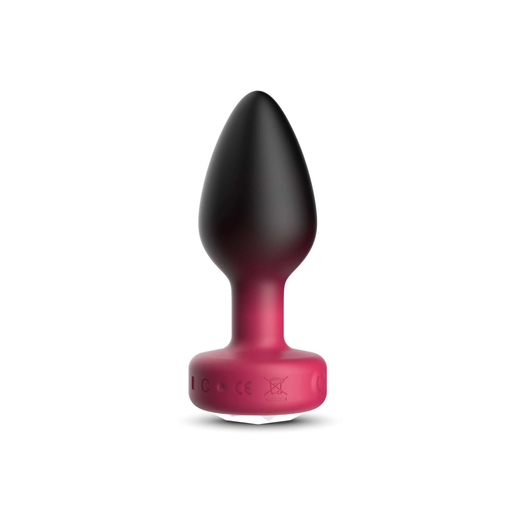 RUBY Ombre - MEDIUM Cheeky Charms Eluxe Vibrating  Plug With Remote - Clear Gem