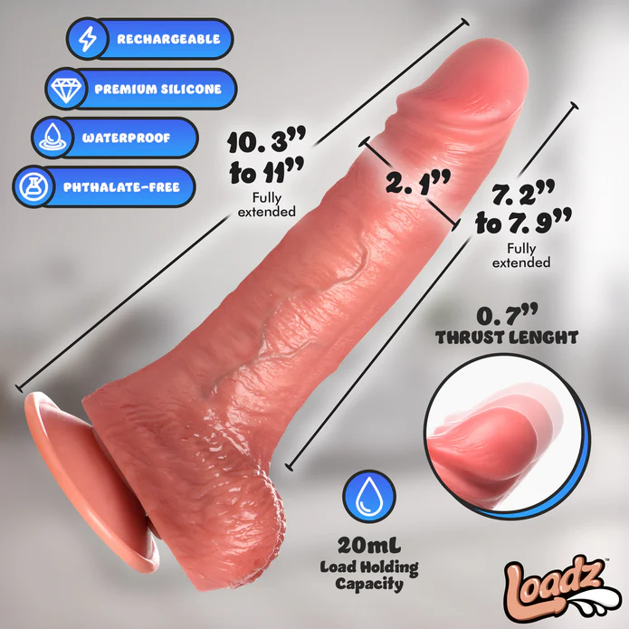 JOCK Thrusting, Vibrating, & Squirting Dildo w/ remote