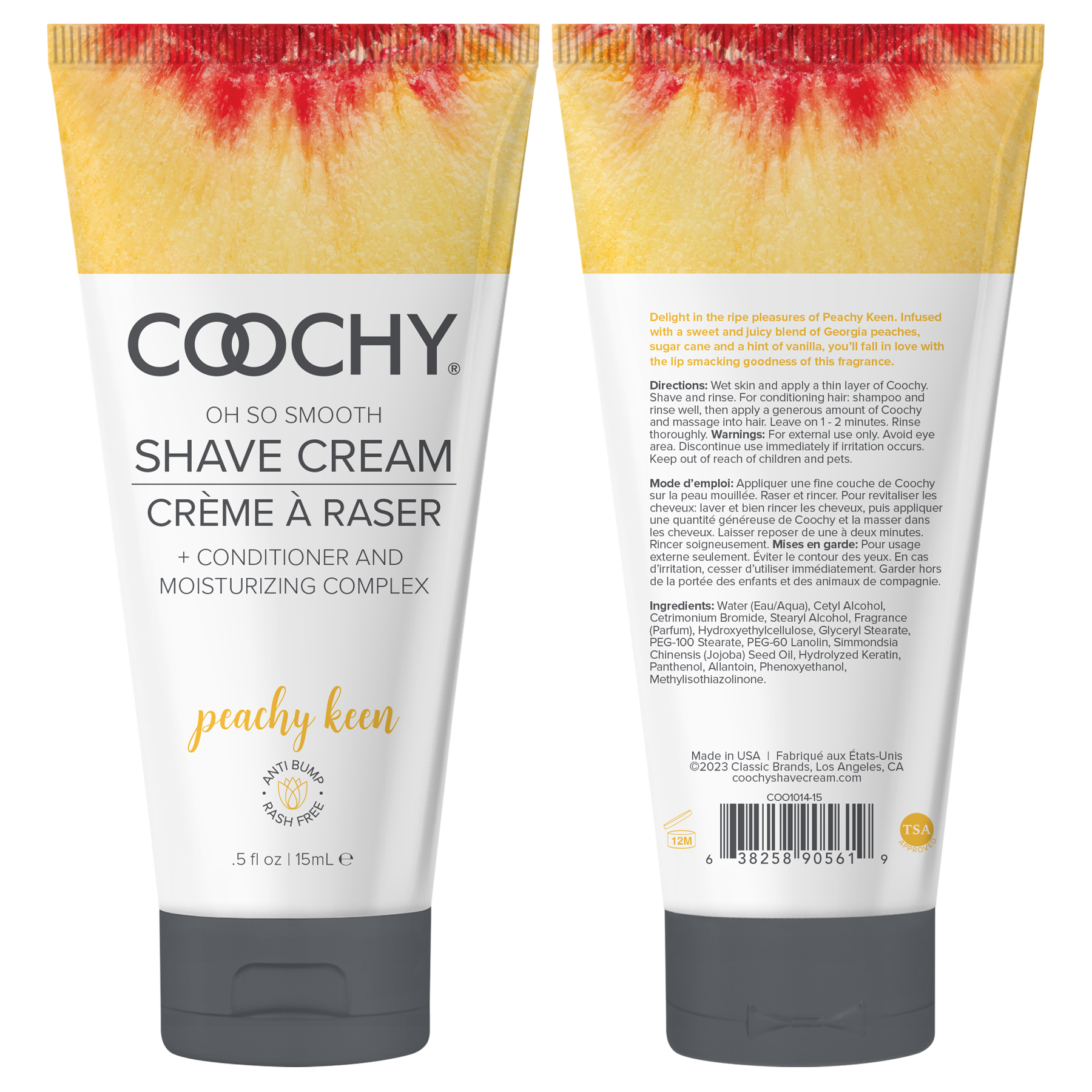 Crème à raser Coochy – tube PEACHY KEEN, 0.5 fl oz  |  15mL