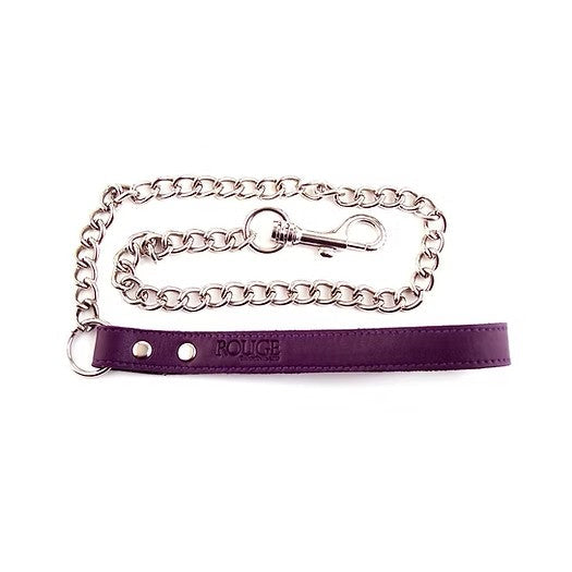 Genuine Leather Lead with Chain - Purple