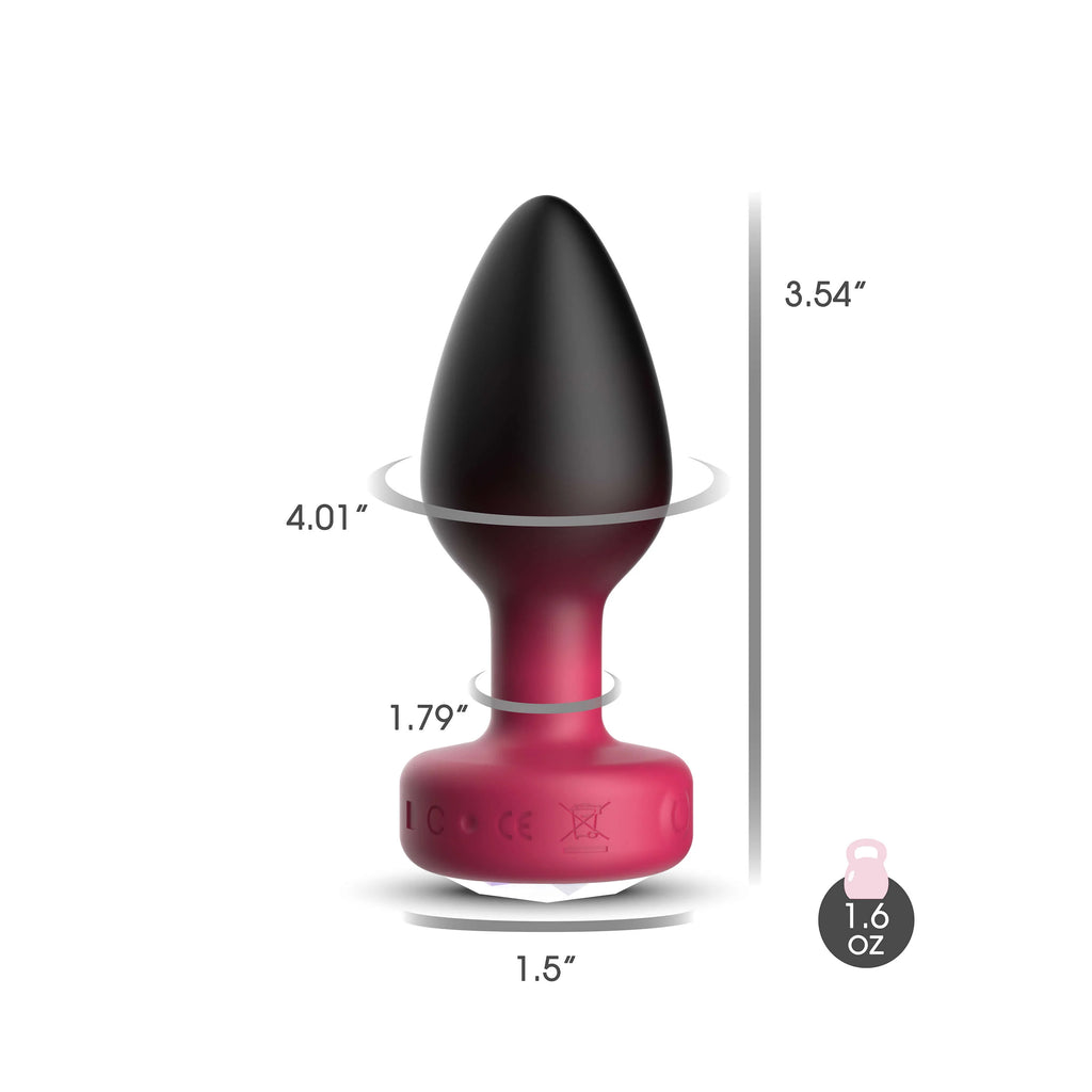 RUBY Ombre - MEDIUM Cheeky Charms Eluxe Vibrating  Plug With Remote - Clear Gem