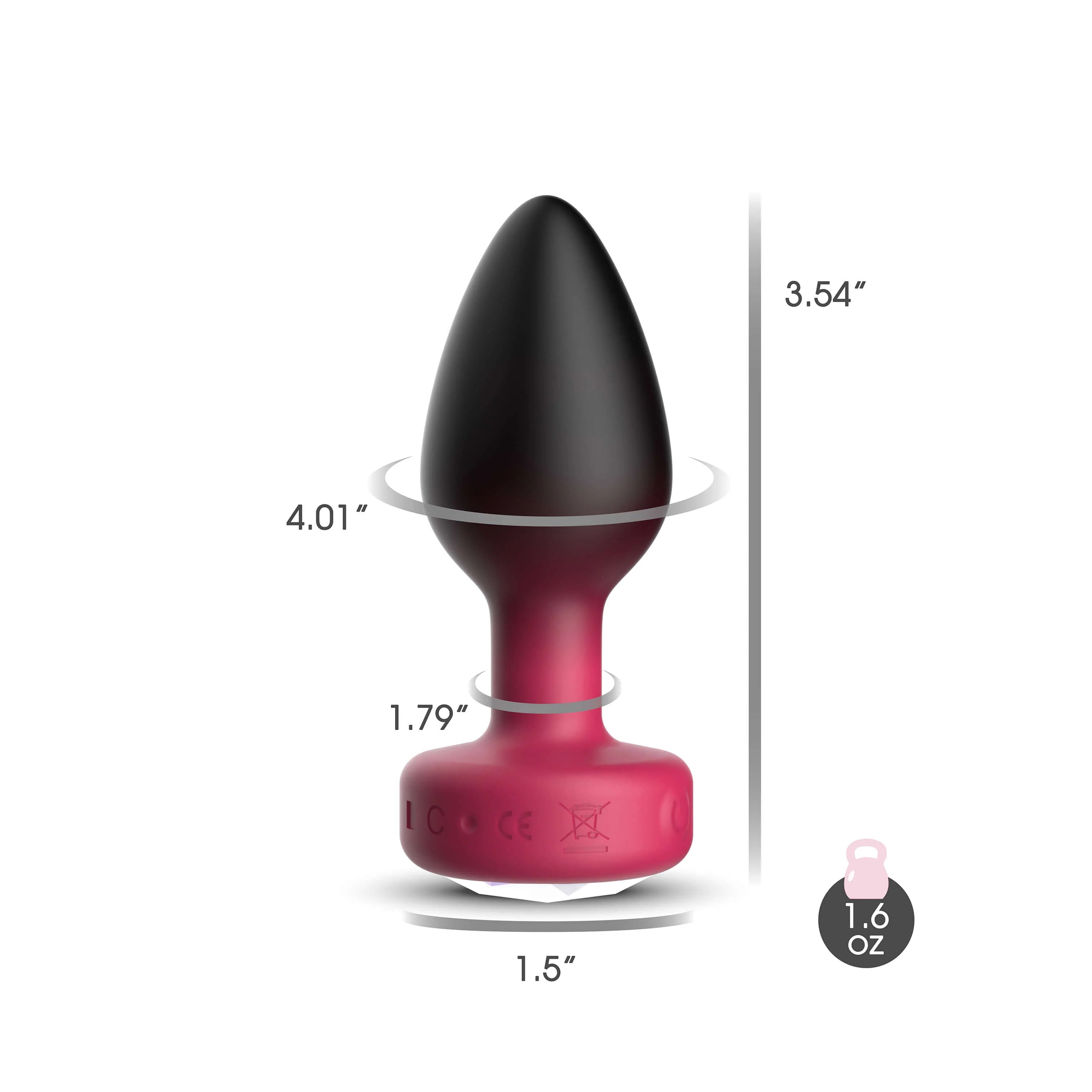 RUBY Ombre - MEDIUM Cheeky Charms Eluxe Vibrating  Plug With Remote - Clear Gem
