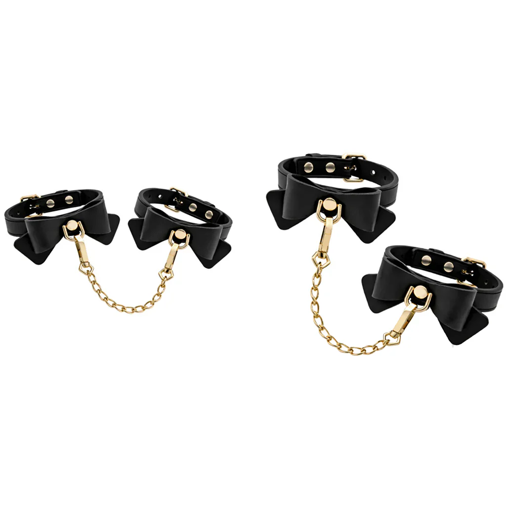 Temptasia Ardor - Silicone Wrist & Ankle Restraints - Black with Bow