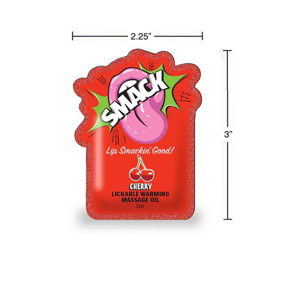 SMACK Warming & Lickable Massage Oil, Cherry 3ML Pouch Display of 36 🍒