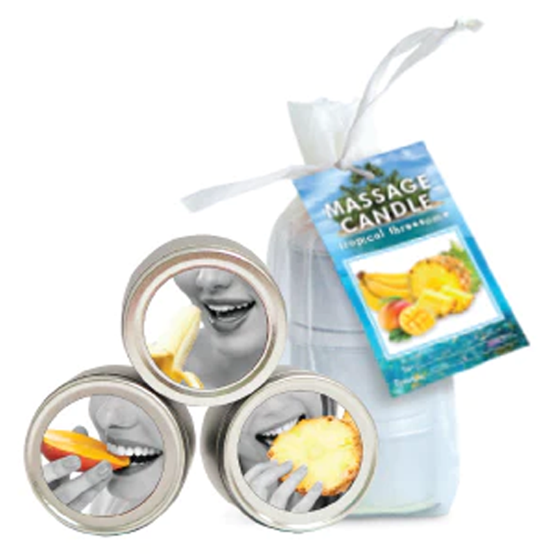 Mini Bougie Comestible Trio Tropical : 3 Mangue, Ananas, Banane 2 fl oz / 60 ml