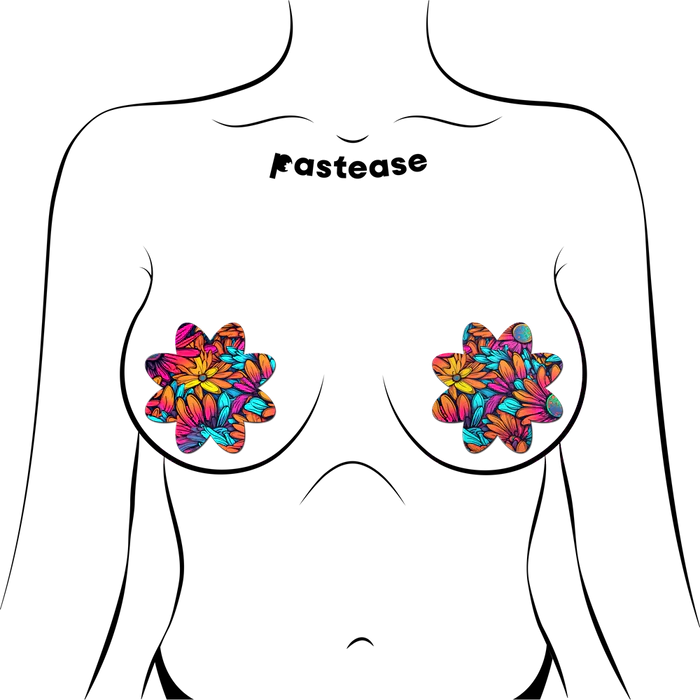 Neon Flowers Petal Breast Pasties