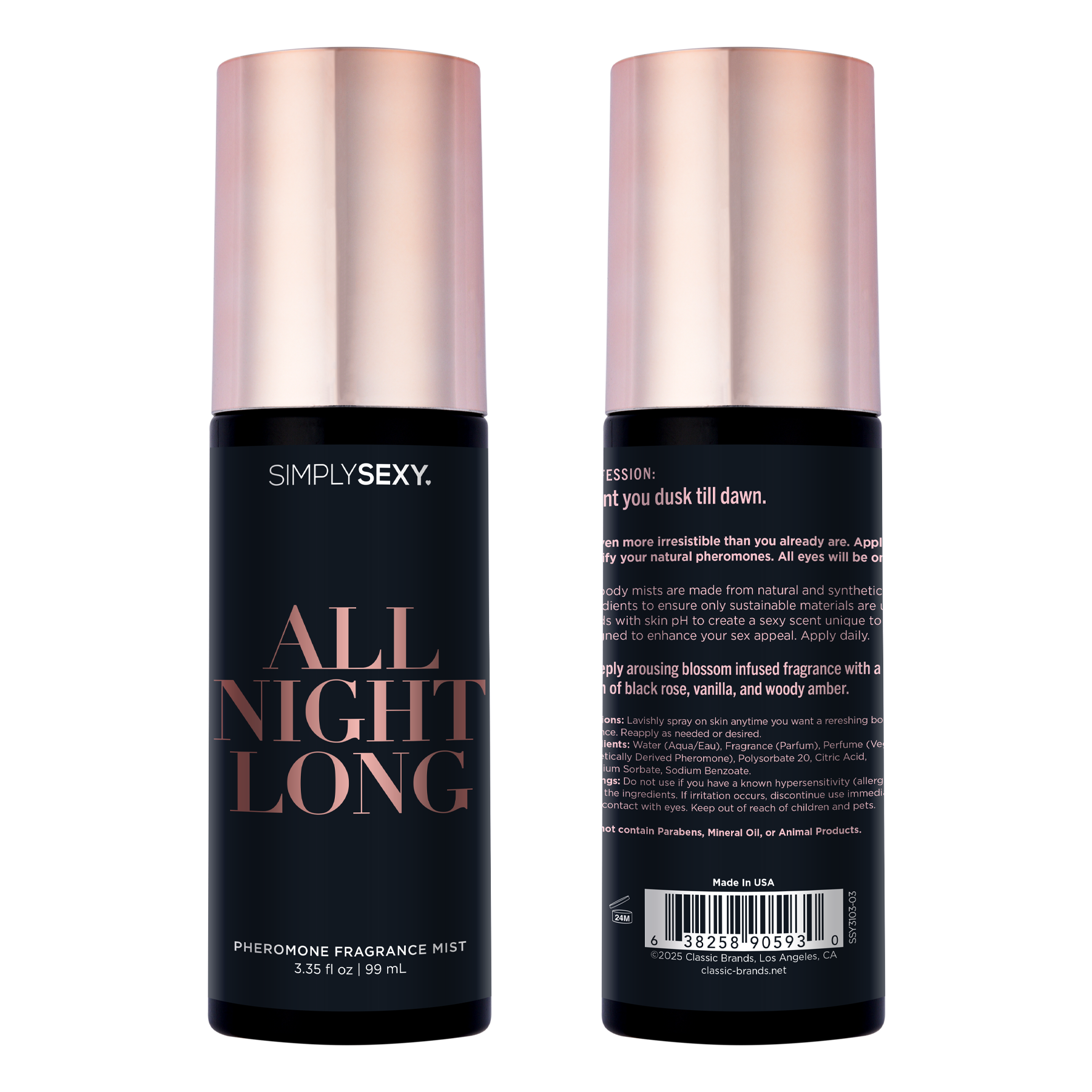 BRUME CORPORELLE PHÉROMONE SEXY SIMPLEMENT - TOUTE LA NUIT - 3.35 floz | 99mL