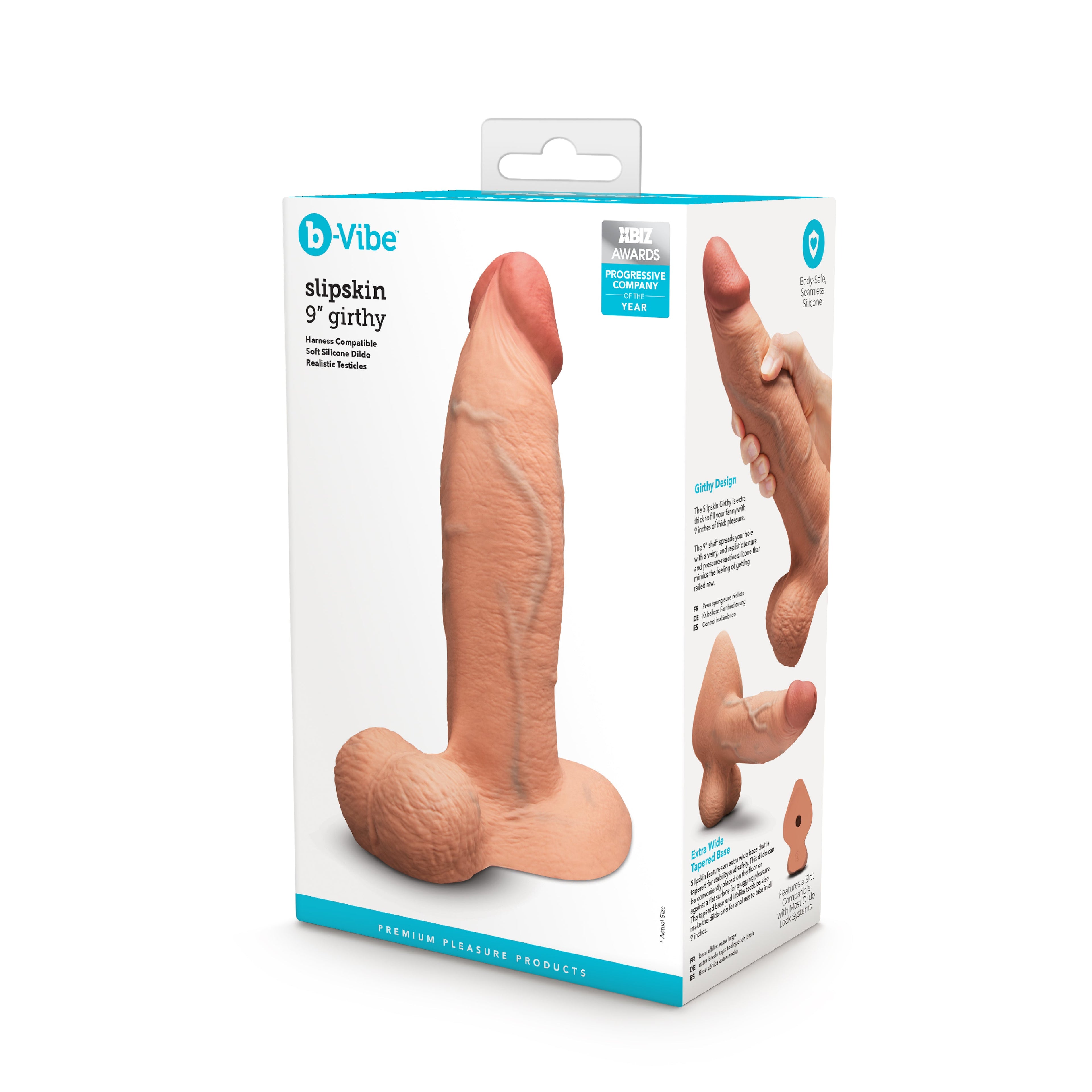 Slipskin Realistic Silicone Dildo - 9" Girthy Mocha