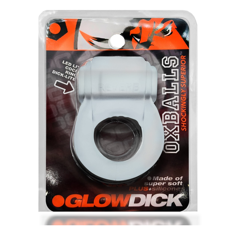 GLOWDICK, cockring avec LED, GLACE TRANSPARENTE