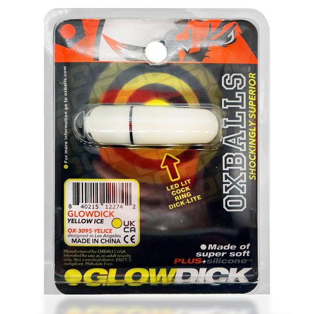GLOWDICK, anneau pénien avec LED, GLACE JAUNE