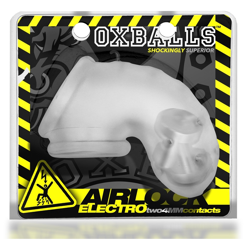 AIRLOCK ELECTRO, chasteté ventilée légère, GLACE TRANSPARENTE