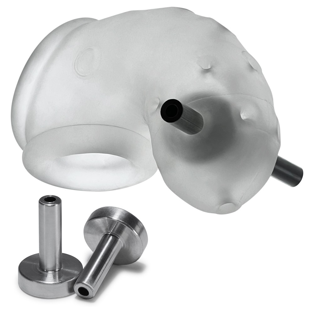 AIRLOCK ELECTRO, chasteté ventilée légère, GLACE TRANSPARENTE