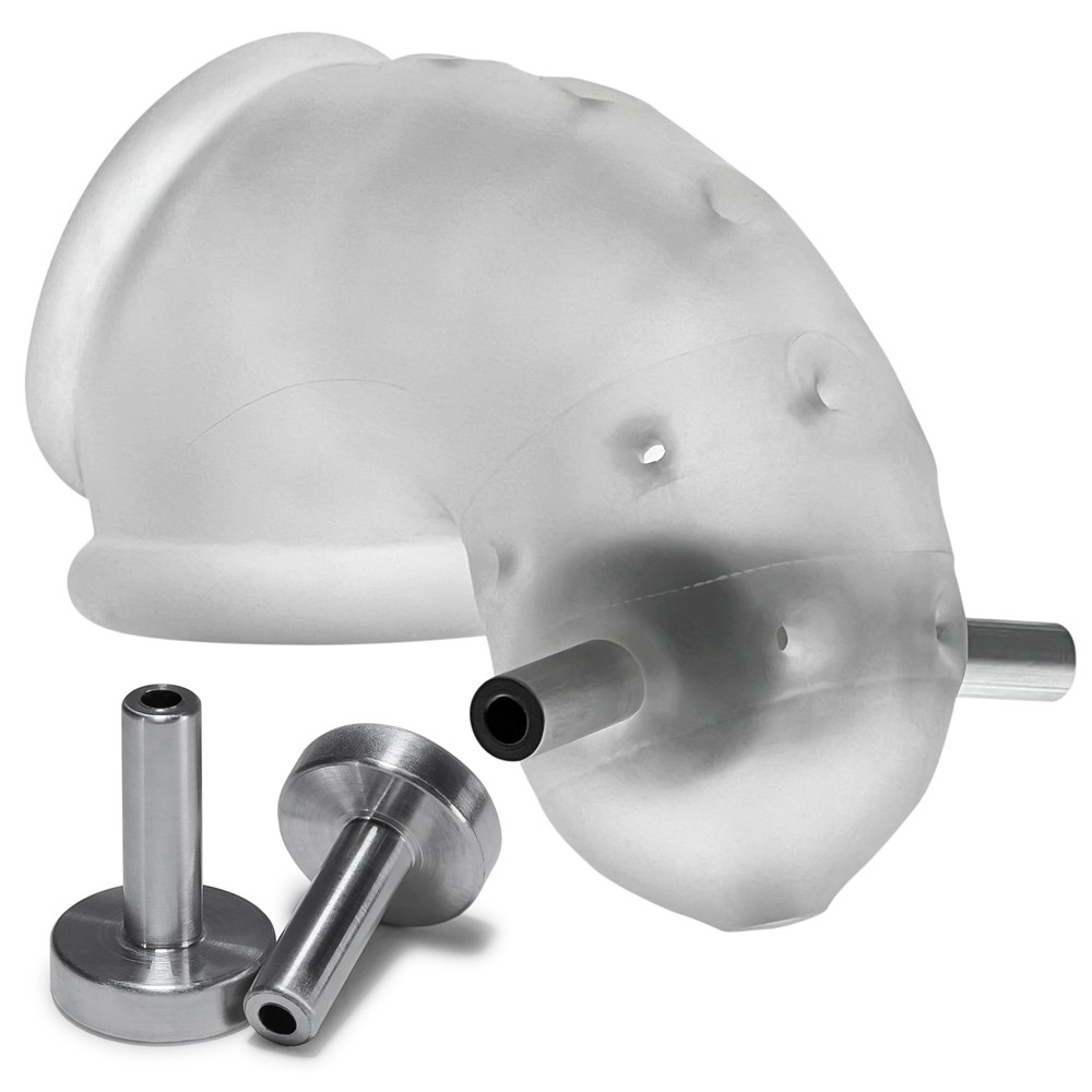 AIRLOCK ELECTRO, chasteté ventilée légère, GLACE TRANSPARENTE