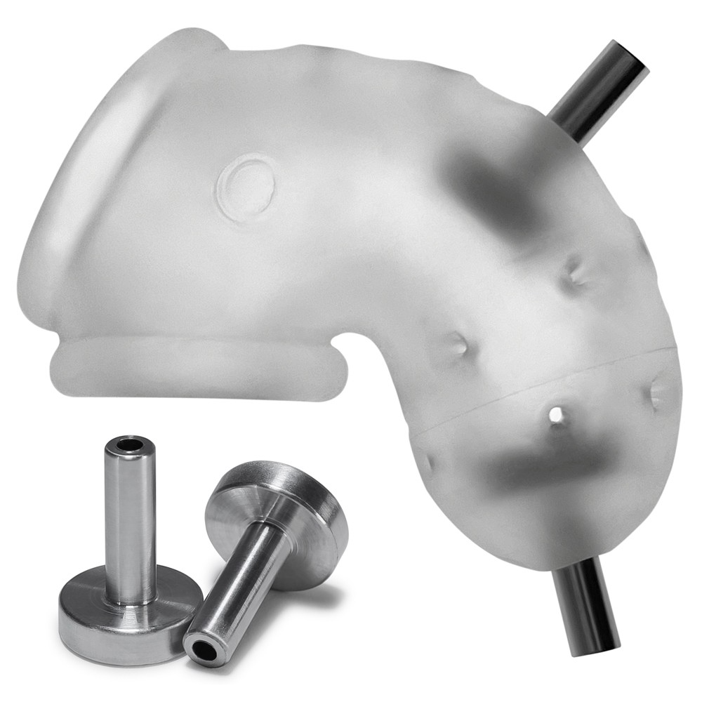AIRLOCK ELECTRO, chasteté ventilée légère, GLACE TRANSPARENTE
