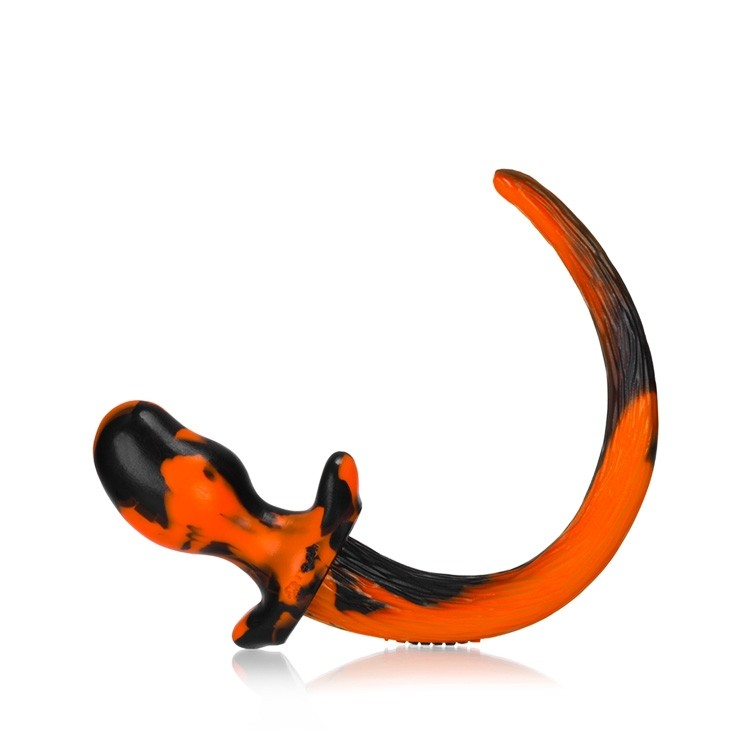 BULLDOG, plug anal en forme de queue de chiot, ORANGE SWIRL, Grand