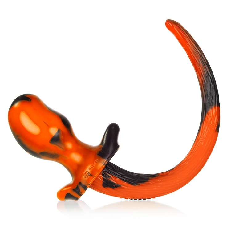 BULLDOG, plug anal en forme de queue de chiot, ORANGE SWIRL, Grand