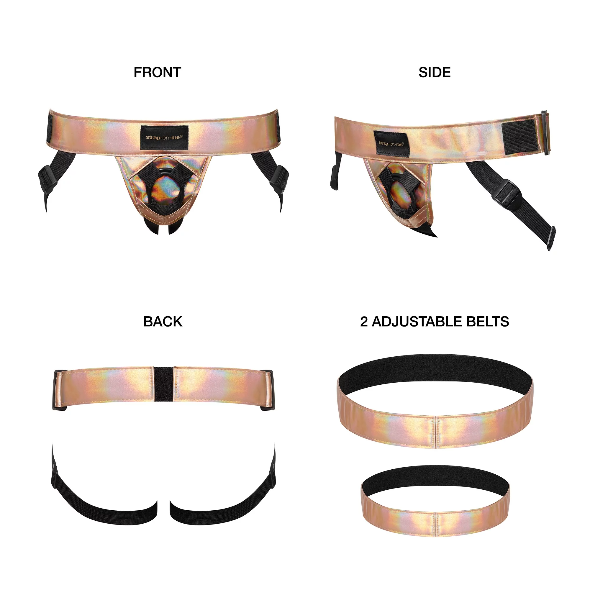 HARNAIS EN SIMILI CUIR CURIEUX - ROSE D'OR HOLOGRAPHIQUE